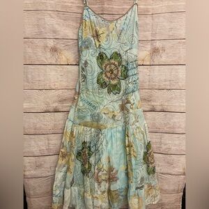 Blue and Green Floral Dress